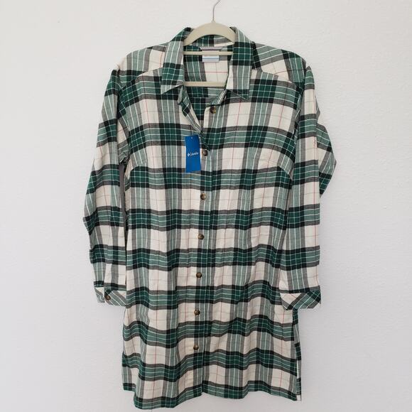 Columbia Women's Size Medium Holly Hideaway Plaid Flannel Dress **Read Desc - Picture 1 of 7